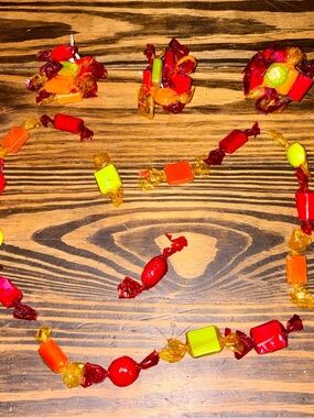 RARE Festive Vintage ChristmasCandy Garland  & Candy Picks